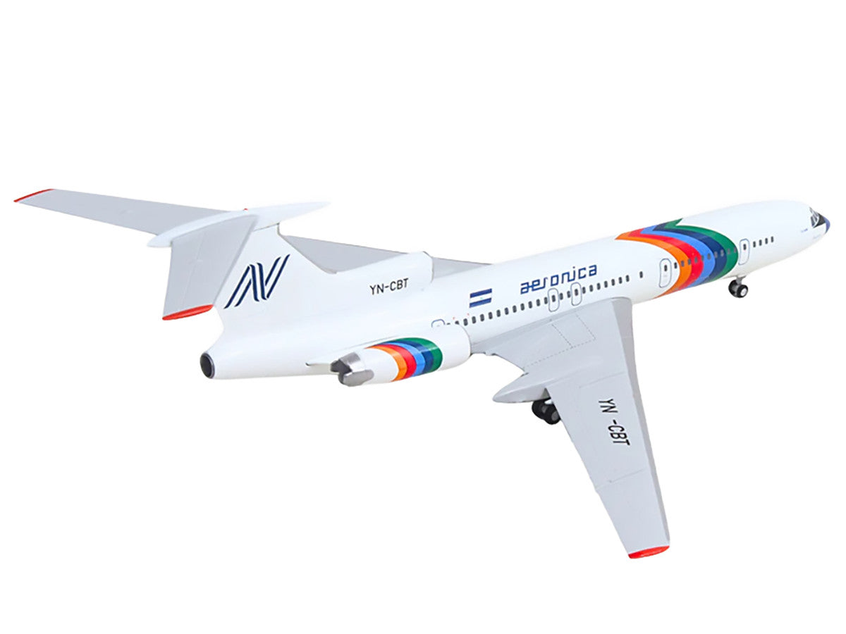 Tupolev TU-154M Commercial Aircraft "Aeronica" (YN-CBT) White with Stripes 1/200 Diecast Model by Herpa
