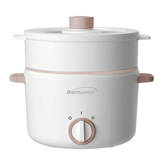 Brentwood 3 Liter Multi-Function Electric Hot Pot Cooker in White