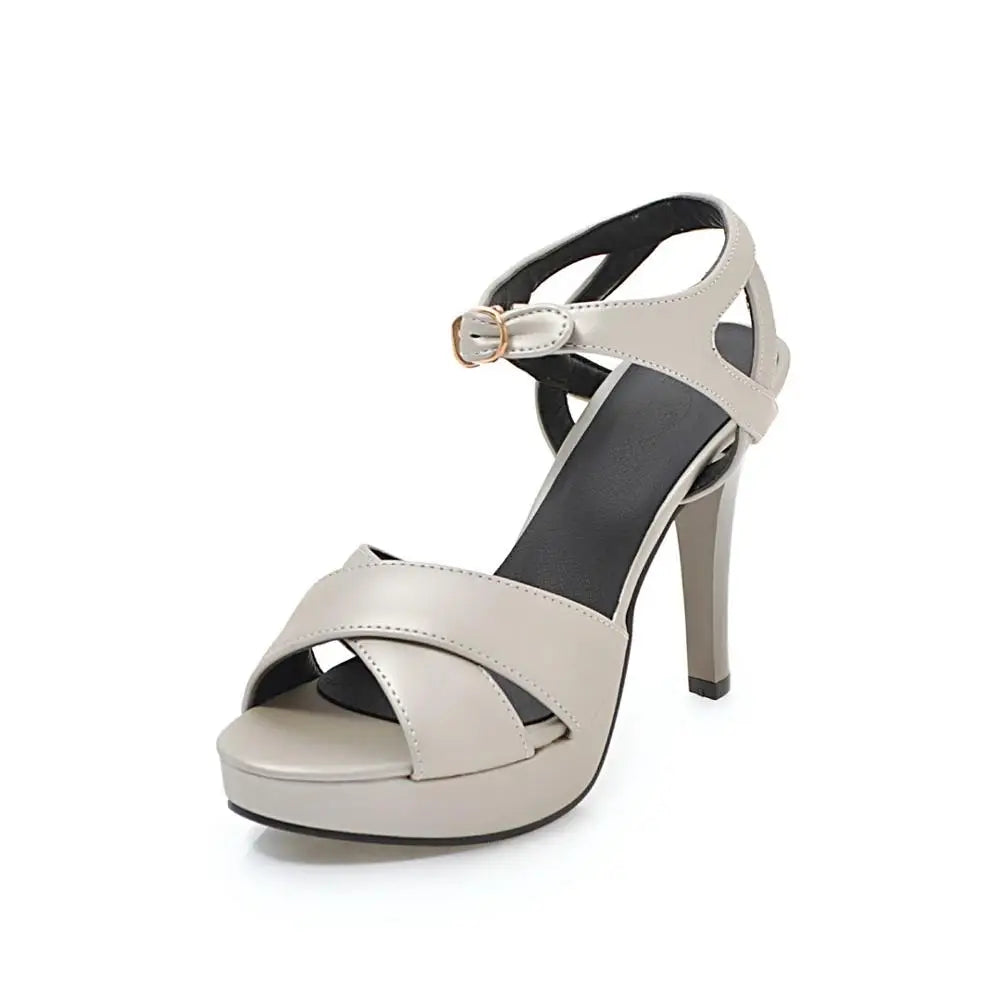Brand Elegant sandals Women High Heels Pumps Super high heel 12cm Women's Banquet sandals waterproof platform toe sandals 31-46