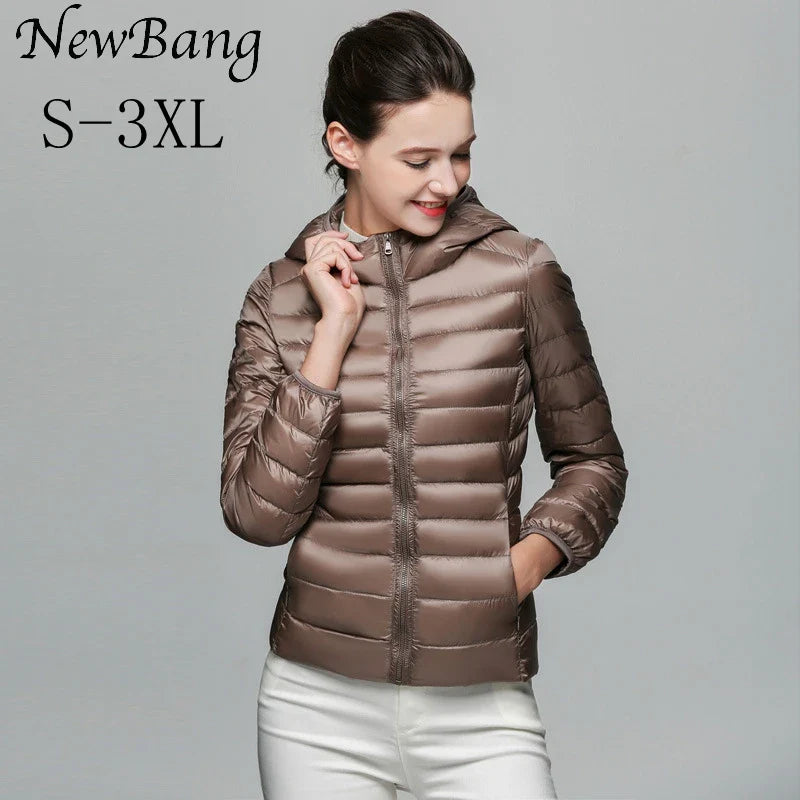 NewBang Brand Women's Down Jackets 90% Ultra Light Duck Down Women Lightweight Coat Hooded Female Windbreaker Parka Plus Coats