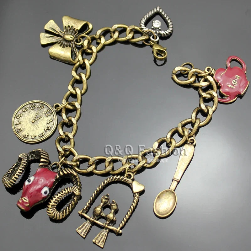 Clearance_Cat Pendant Charm Chain Link Bracelets For Women Cowgirl Cuff Bangles Fashion Jewelry Egyptian Bastet Pulseira Accesso