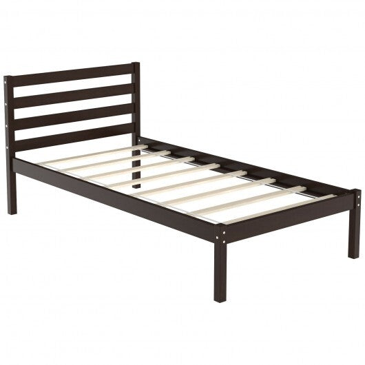 Full Size Bed frame Foundation with Solid Wooden Slat Suppor