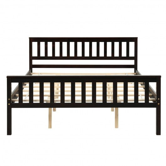 Queen Wood Platform Bed with Headboard - Color: Espresso - Size: Queen Size