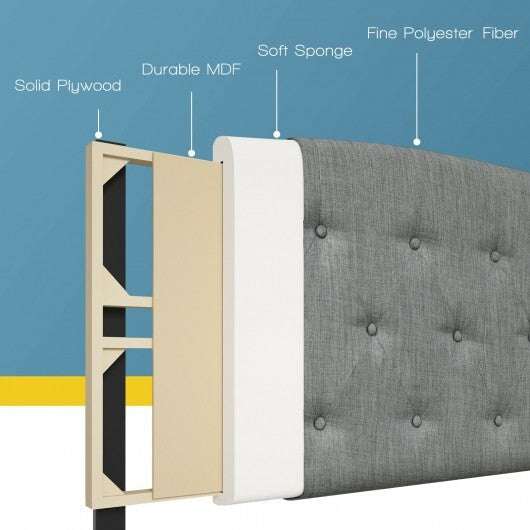 Faux Linen Headboard with Adjustable Heights-Light Gray - Color: Light Gray