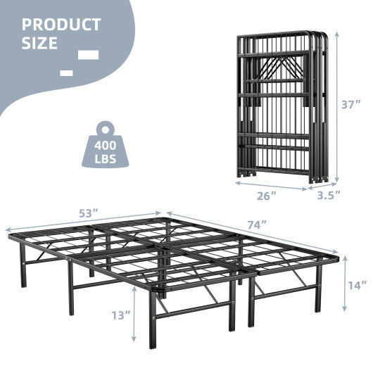 Twin/Full/Queen Size Foldable Metal Platform Bed with Tool-Free Assembly-Full Size