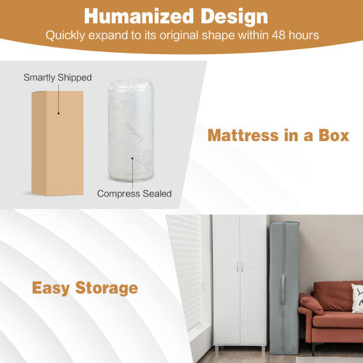 4 Inch Tri-fold Cooling Gel Memory Foam Mattress-Full Size - Color: White - Size: Full Size