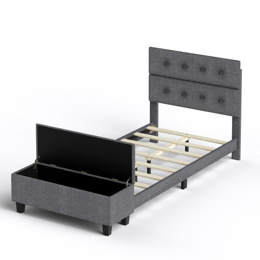 Twin/Full/Queen Upholstered Bed Frame with Ottoman Storage-Full Size