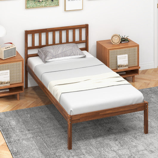 Twin/Full/Queen Size Wood Bed Frame with Headboard and Slat Support-Full Size