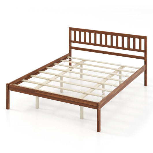 Twin/Full/Queen Size Wood Bed Frame with Headboard and Slat Support-Full Size