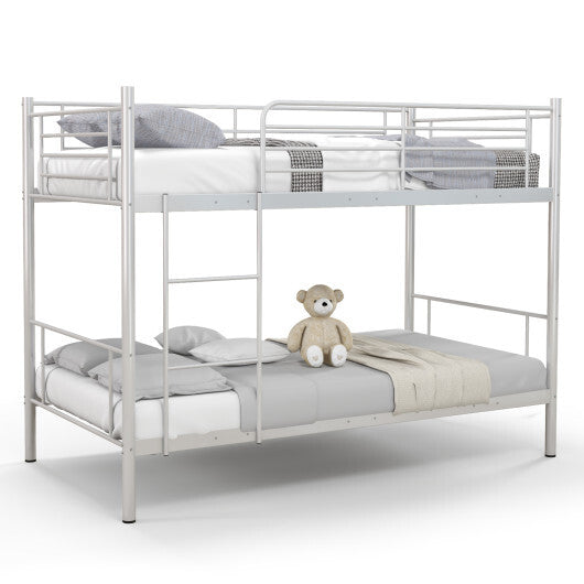 Metal Bunk Bed with Ladder and Full-length Guardrails-Black