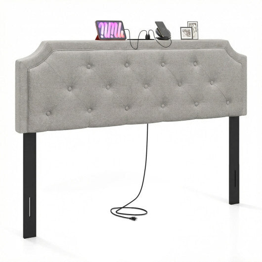 Headboard for Queen and Full Size Bed Tufted Upholstered Head Board-Gray