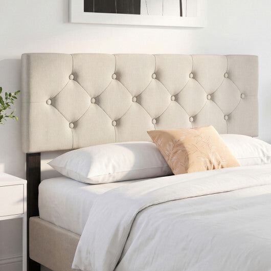 Upholstered Headboard Queen/Full Size Tufted Linen Fabric Bed Frame Mount Panel-Gray