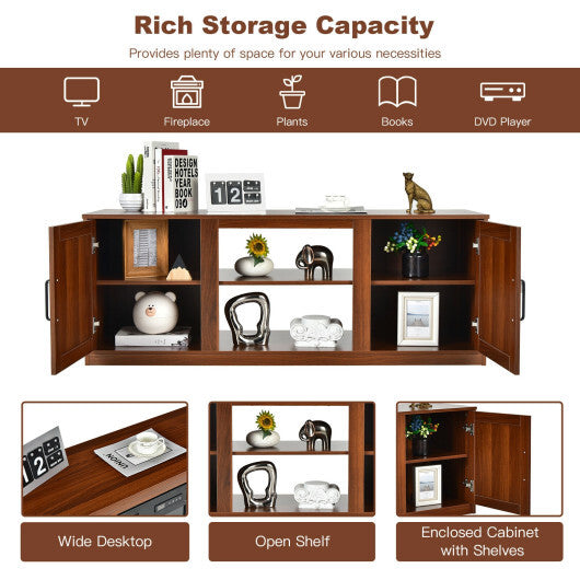 TV Stand with Double Barn Doors for TVs up to 65 Inch-Natural