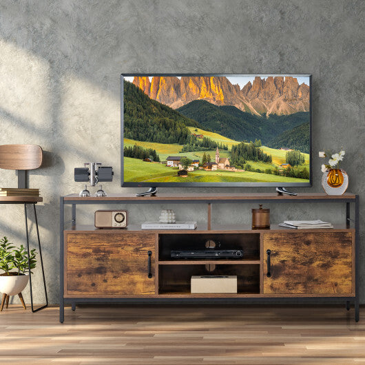 58 Inch Industrial TV Stand with Cabinets and Adjustable Shelf for TVs up to 65 Inch-Black
