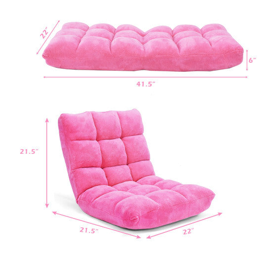 Adjustable 14-position Cushioned Floor Chair-Pink - Color: Pink