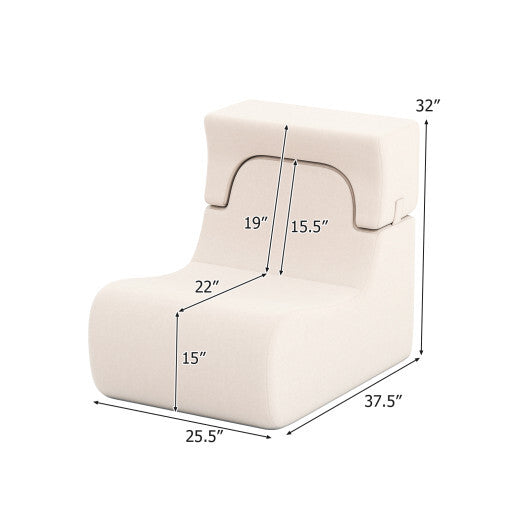 Floor Chair Lazy Sofa with Detachable Headrest-Gray