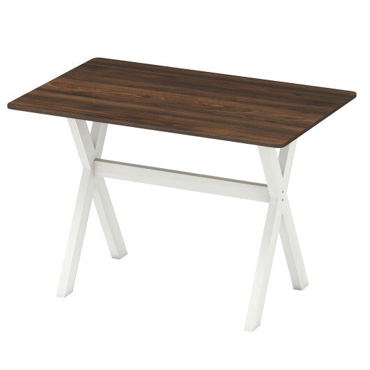 Modern Dining Table Wooden Kitchen Table with X-shaped Frame-White