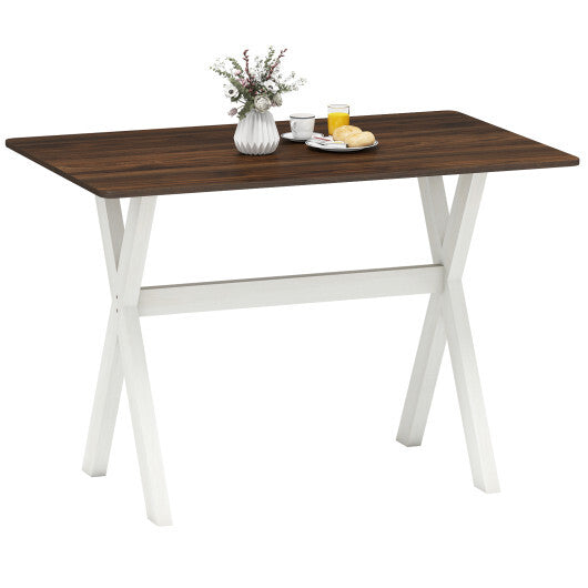 Modern Dining Table Wooden Kitchen Table with X-shaped Frame-White