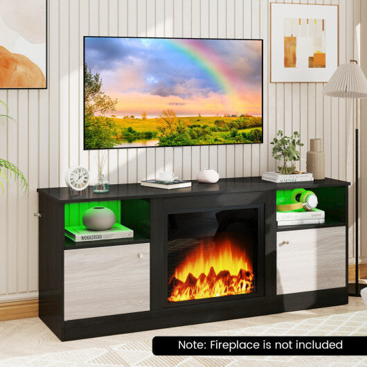 Entertainment Center with Adjustable Shelf & Open Compartment for 65" TVs-Black