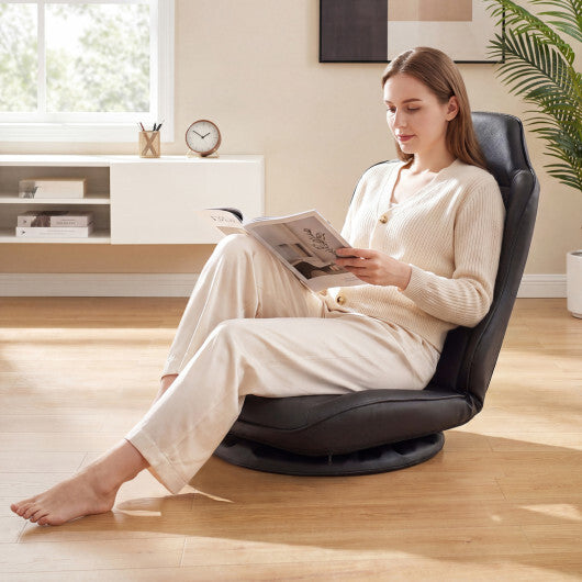 360 Swivel Floor Gaming Chair with 5-Level Adjustable Backrest-Black