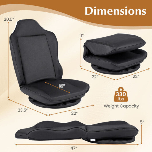 360 Swivel Floor Gaming Chair with 5-Level Adjustable Backrest-Black