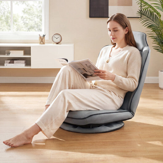 360 Swivel Floor Gaming Chair with 5-Level Adjustable Backrest-Black