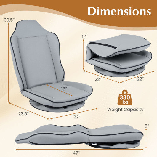 360 Swivel Floor Gaming Chair with 5-Level Adjustable Backrest-Black