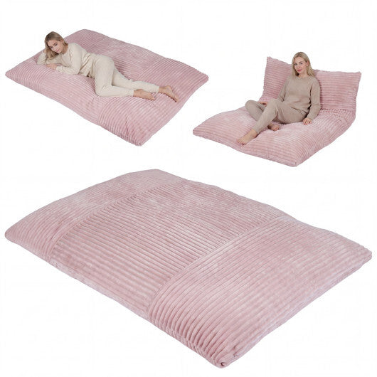 Convertible Bean Bag Floor Sofa with Machine-washable Corduroy Cover-Beige