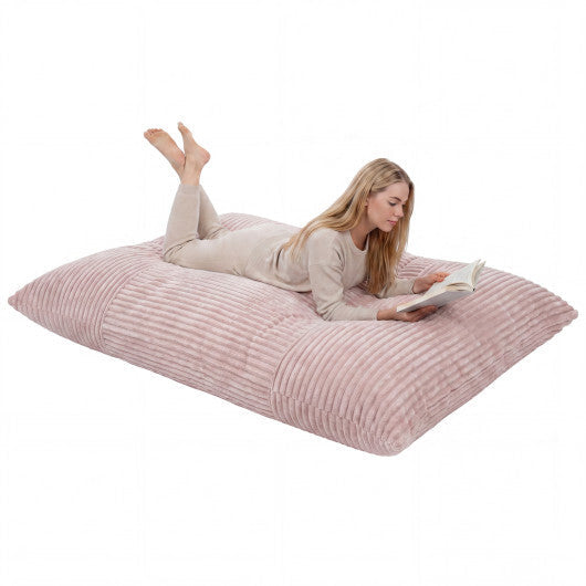Convertible Bean Bag Floor Sofa with Machine-washable Corduroy Cover-Beige