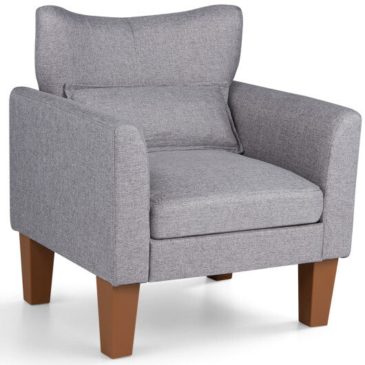 Modern Accent Chair with Removable Cushion & Pillow for Living Room-Gray