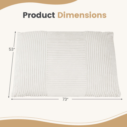 3-in-1 Large Bean Bag Chair with Comfy Corduroy Fabric-Gray