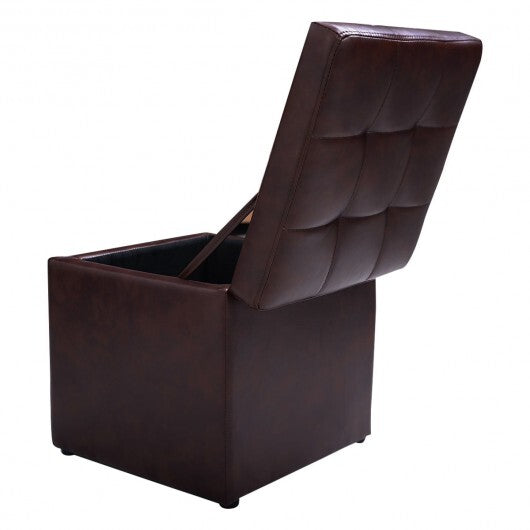 16 Inch Ottoman Pouffe Storage Box Lounge Seat Footstools - Color: Brown