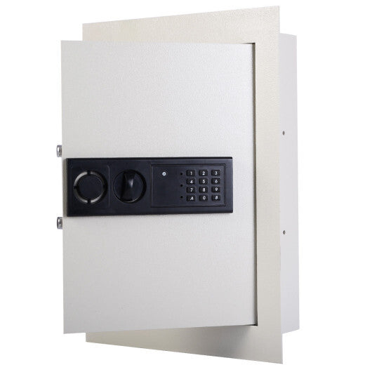 Digital Flat Recessed Wall Safe Security Lock Gun Cash Box-White