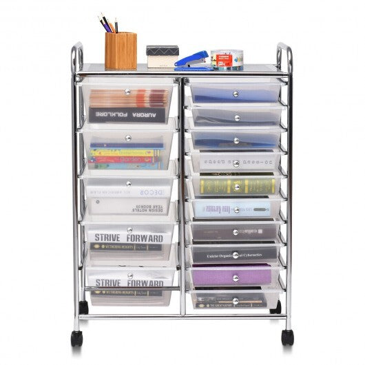 15 Drawers Rolling Storage Cart Organizer-clear - Color: Transparent
