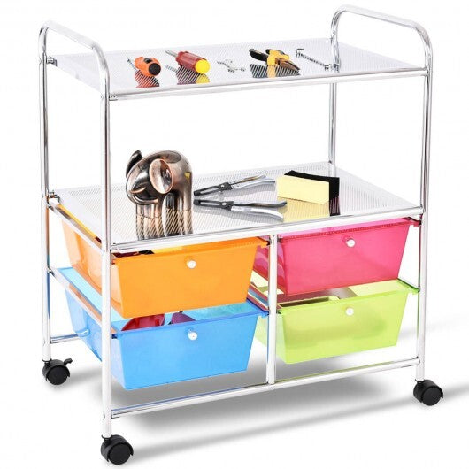 4 Drawers Shelves Rolling Storage Cart Rack-Clear