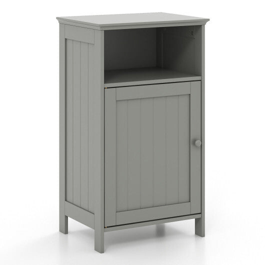 Bathroom Freestanding  Adjustable Shelf Floor Storage Cabinet-White
