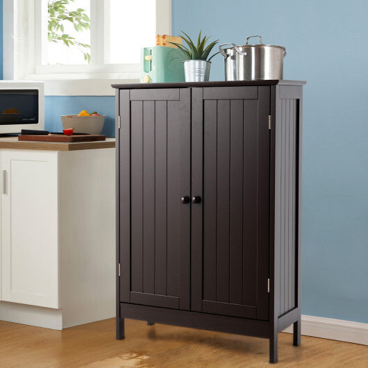 Bathroom Floor Storage Double Door Cupboard Cabinet-White