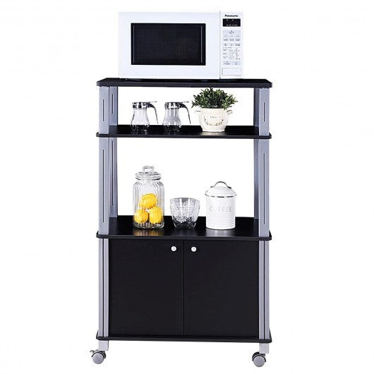 Microwave Rack Stand Rolling Storage Cart-Walnut