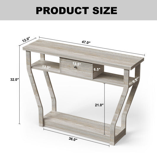 Curved Frame Modern Console Table with Storage Drawer for Entryway