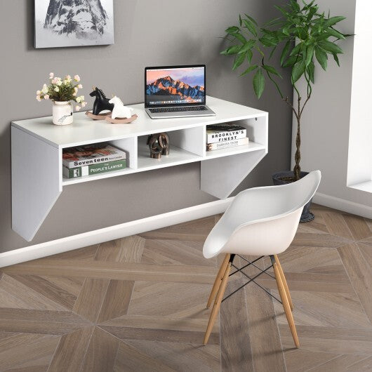 Wall Mounted Floating Computer Table Desk Storage Shelf-White