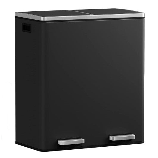 16 Gallon Dual Step Trash Can-Black
