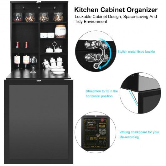 Convertible Wall Mounted Table with A Chalkboard-White