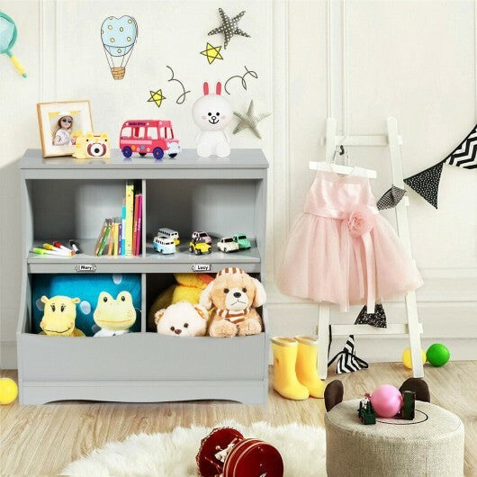 Kids Floor Cabinet Multi-Functional Bookcase -Gray - Color: Gray