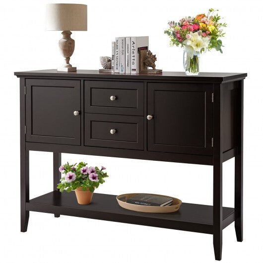 Wooden Sideboard Buffet Console Table  with Drawers and Storage-Gray