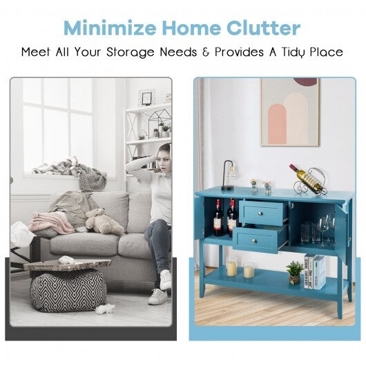 Wooden Sideboard Buffet Console Table  with Drawers and Storage-Gray