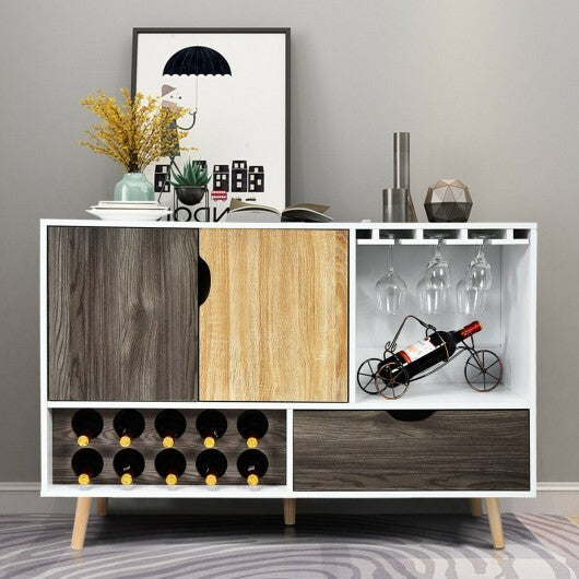 Mid-Century Buffet Sideboard Wooden Storage Cabinet - Color: White