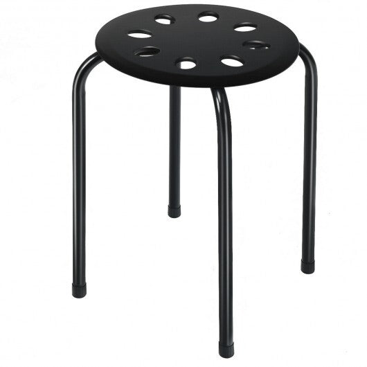 Set of 6 Portable Plastic Stack Stools-Black - Color: Black