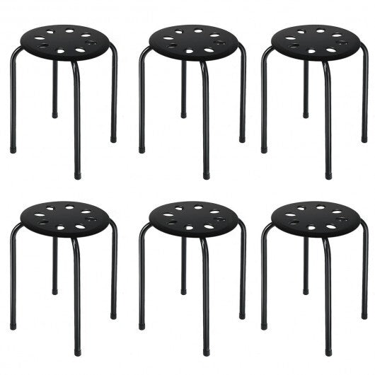Set of 6 Portable Plastic Stack Stools-Black