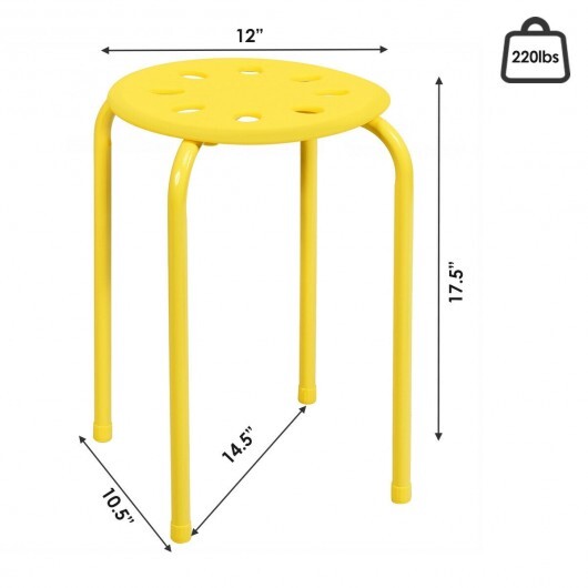 Set of 6 Portable Plastic Stack Stools-Black