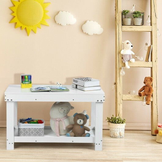 Solid Multifunctional Wood Kids Activity Play Table-White - Color: White